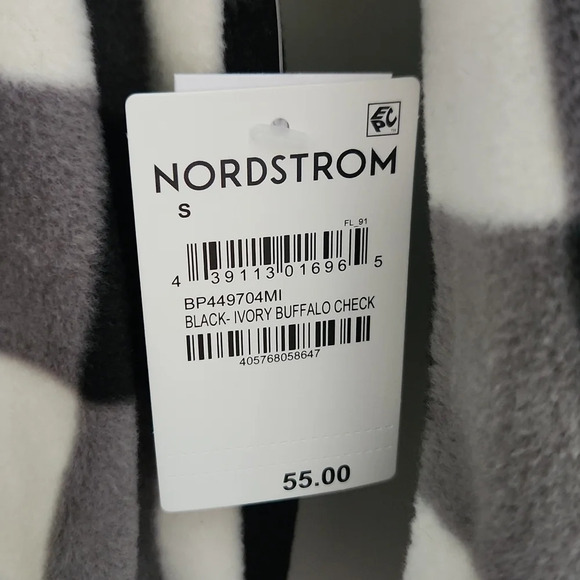 NWT BP | Black & Ivory Buffalo Check Cropped Half Zip Pullover Fleece - Size S - Picture 12 of 13